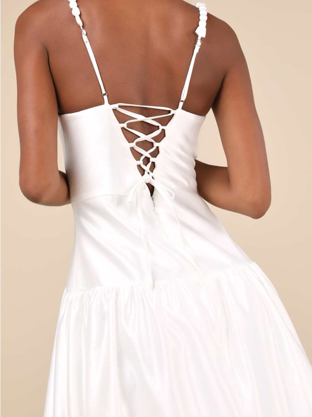 Lulus Modern Adoration White Satin Backless Maxi Dress Size S NWT - Picture 4 of 10